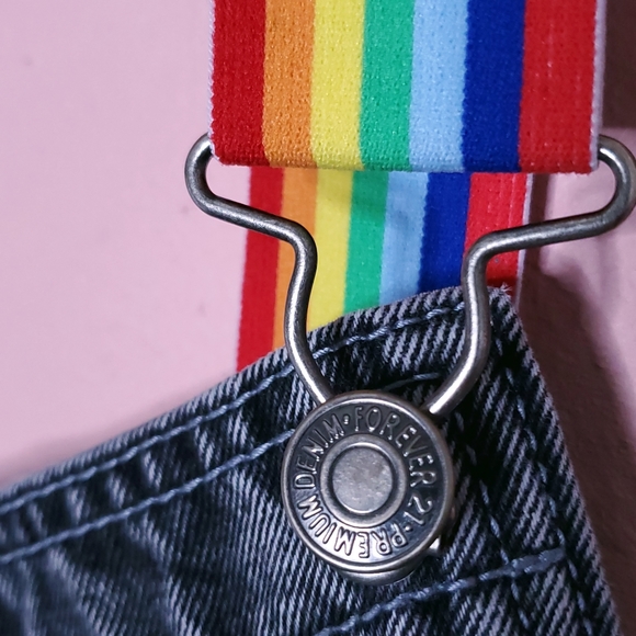 Lazer Kitten x Forever 21 Distressed Rainbow Overall Jeans - Picture 6 of 16